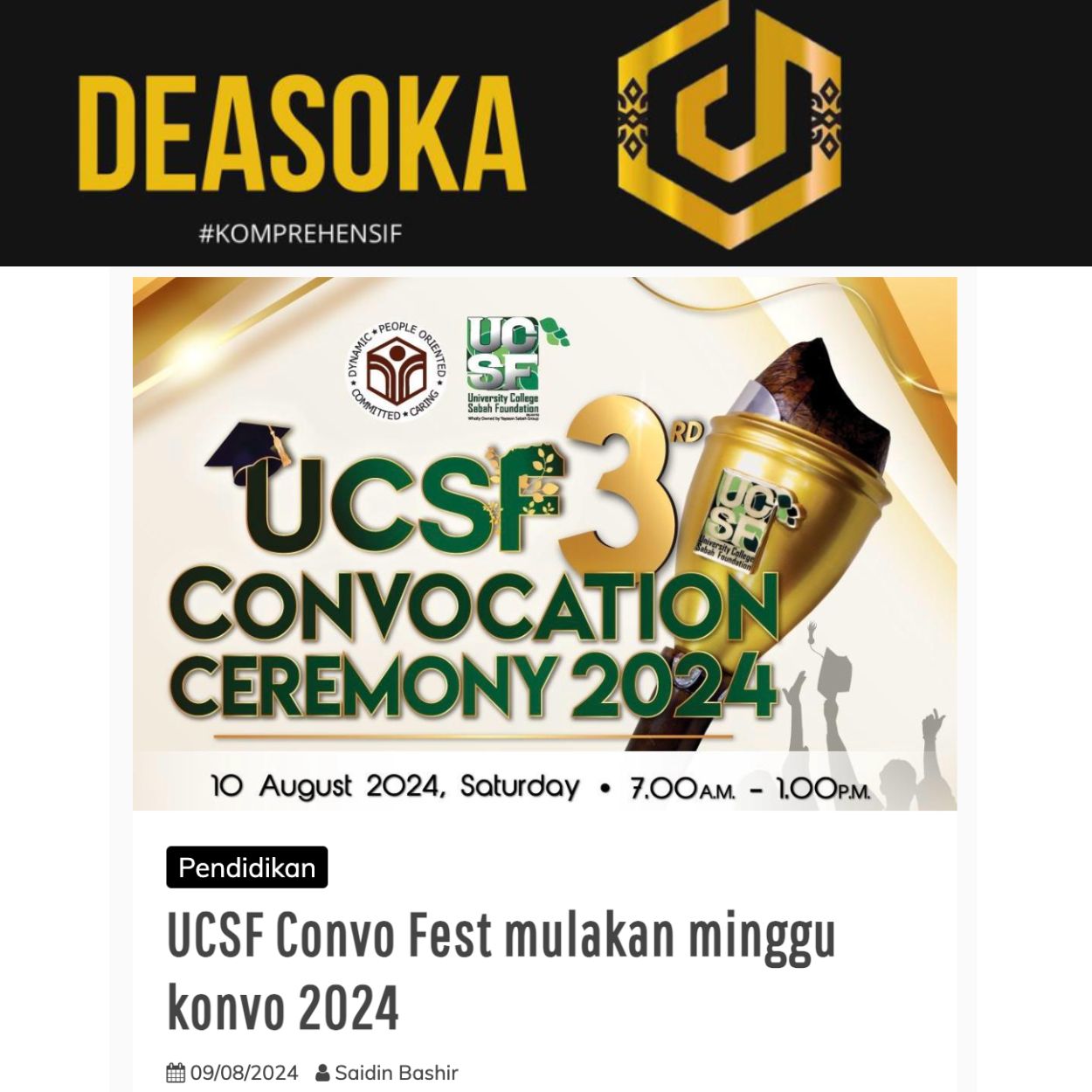 Deasoka - Konvo UCSF 2024 penuh warna-warni, cipta sejarah