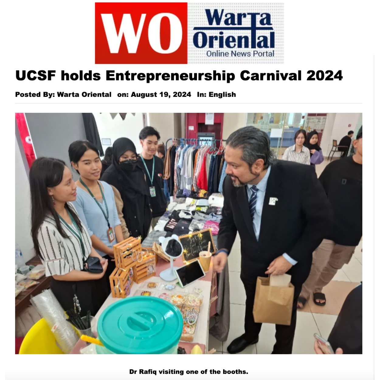 Warta Oriental - UCSF holds Entrepreneurship Carnival 2024